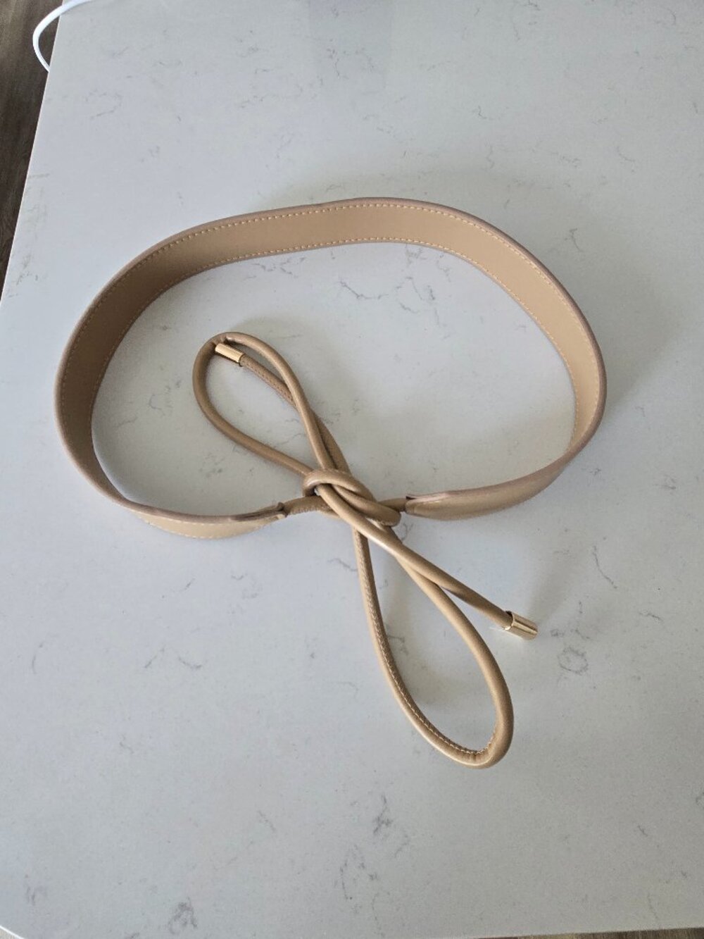 Faux leather tie belt